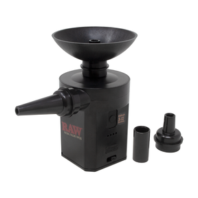 RAW Electric Smoke Thrower with Cone Adapter & Charger, front view on white background
