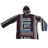 Extra Large Soft Cotton Hippie Baja Hoodie with Traditional Patterns - Front View