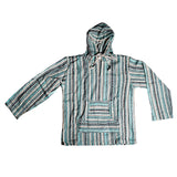 Soft Cotton Striped Baja Hoodie Jacket laid flat on white background, showcasing comfort & style