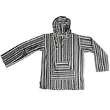 Soft Cotton Striped Baja Hoodie Jacket laid flat on a seamless white background
