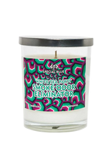Special Blue Odor Eliminator Candle, 14.8 oz with Psychedelic Design, Front View