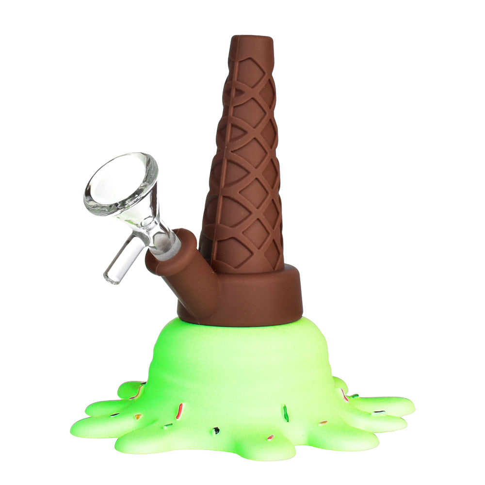 Splat Ice Cream Silicone Water Pipe with 10mm Bowl, Front View on White Background