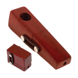 Compact Square Foldable Wood Hand Pipe, 3.5" length, Portable Design, Front and Side Views