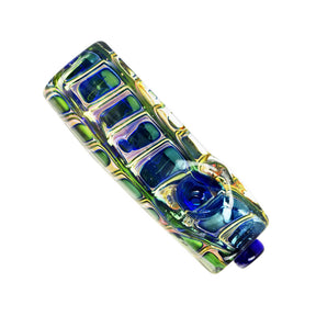 Compact Squared Glass Hand Pipe for Dry Herbs, Assorted Colors, Borosilicate, 3.75" Length