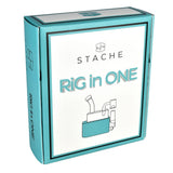 Stache Products Rig In One packaging, front view showcasing the portable dab rig's box