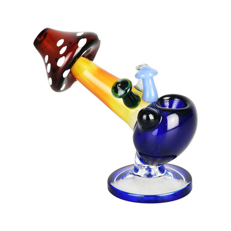 Borosilicate Glass Mushroom Hand Pipe with Colorful Design - Front View