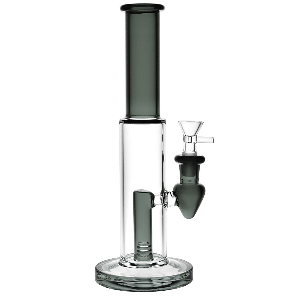 Stemless Tube Water Pipe, 90 Degree Joint, 10.25" Borosilicate Glass, Front View