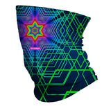 StonerDays 3D Geometry Neck Gaiter in UV Reactive Colors, Polyester Material - Side View
