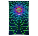 StonerDays 3D Geometry Neck Gaiter featuring UV reactive pattern, front view on white background