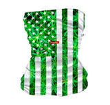 StonerDays All American Neck Gaiter with cannabis leaf and stars design, front view on white background