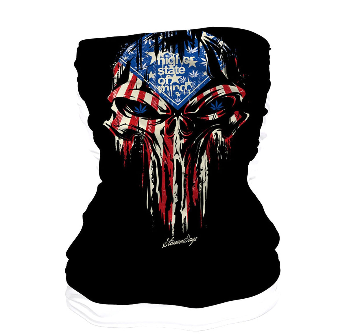 StonerDays All American Neck Gaiter with patriotic skull design, versatile and comfortable fit