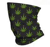 StonerDays polyester gaiter with cannabis leaf pattern, one size fits all, front view on white background