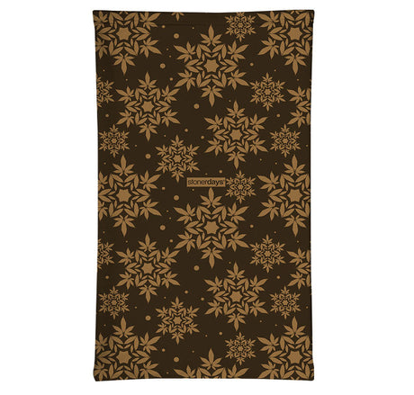 StonerDays Christmas-themed face gaiter with snowflake patterns, front view on white background