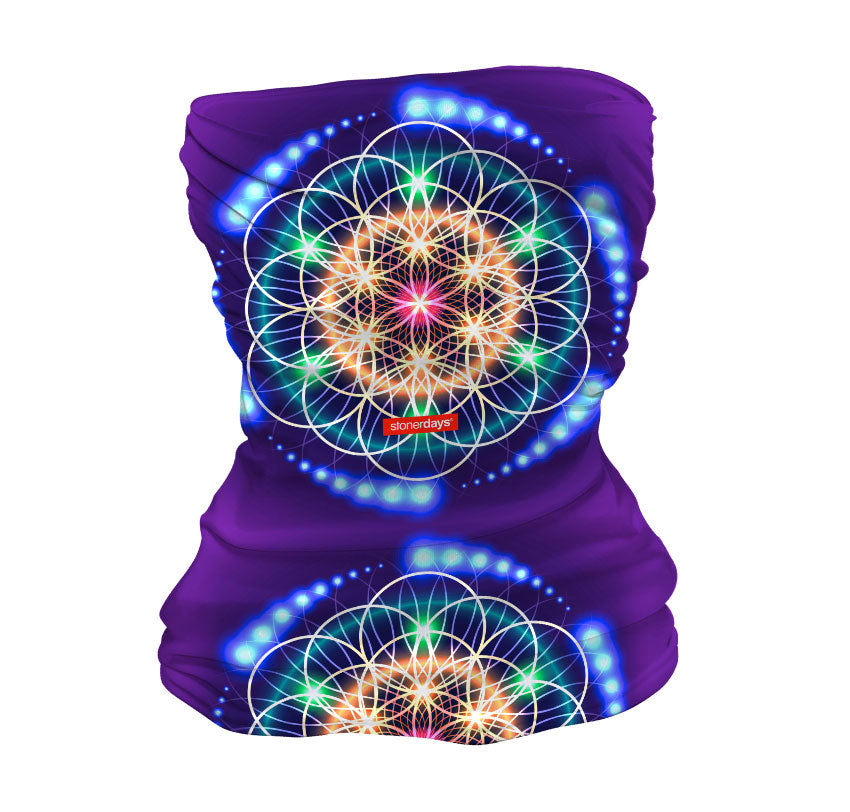 StonerDays Mandala Neck Gaiter Combo, UV Reactive Polyester, Front View