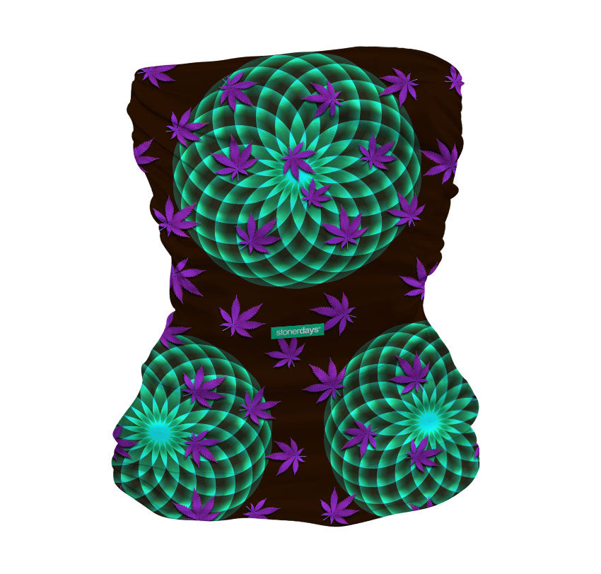 StonerDays Mandala Neck Gaiter Combo with UV Reactive Patterns, Polyester Material, Front View