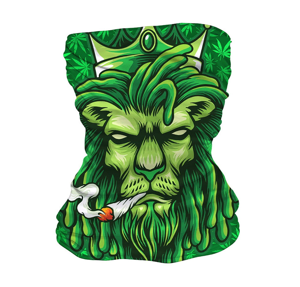 StonerDays Philly Blunts Neck Gaiter with Green Lion Design, Polyester Material, Front View
