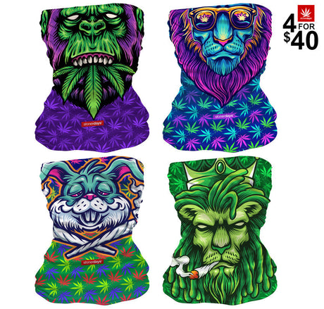 StonerDays Philly Blunts Neck Gaiter Combo, 4 Vibrant Designs, Breathable Polyester