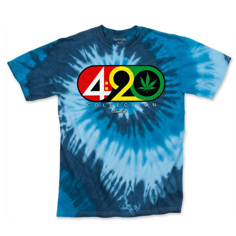 StonerDays 420 Collection T-Shirt in Blue Tie Dye, Front View on White Background
