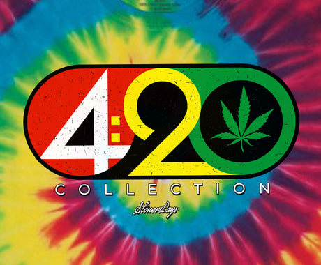 StonerDays 420 Collection logo on vibrant tie-dye cotton t-shirt background