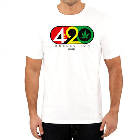 StonerDays 420 Collection White Tee with bold graphic, front view on male model