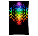 StonerDays 7 Chakras Neck Gaiter featuring UV Reactive Polyester Material, Front View on White Background