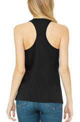 StonerDays racerback tank top for women, black cotton blend, back view on model