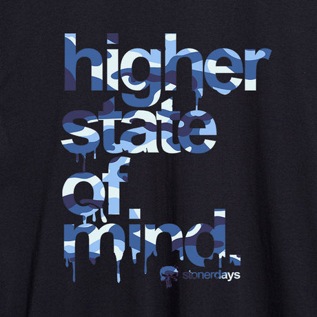 Close-up of StonerDays Army Blue Hsom Hoodie with slogan, men's cotton blend sweatshirt