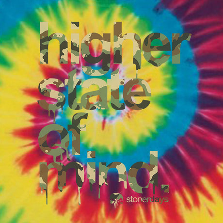 StonerDays Army 'Higher State Of Mind' tie-dye t-shirt in vibrant blue and yellow