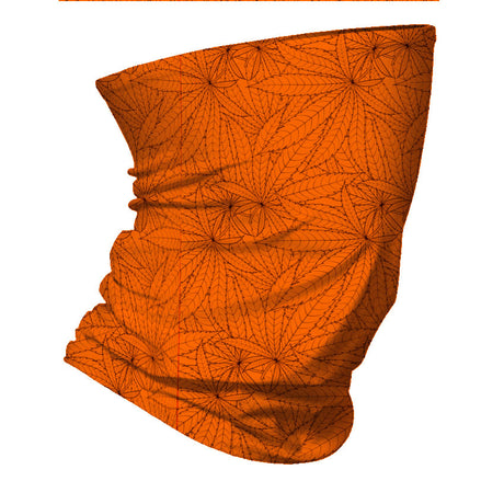 StonerDays Autumn Leaves Neck Gaiter in Orange Polyester, Front View