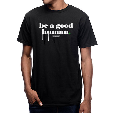 StonerDays Men's Be A Good Human Tee in Black Cotton - Front View