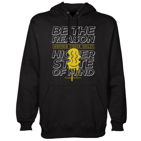 StonerDays Be The Reason Hoodie in black with yellow dab straw design, available in S to XXL