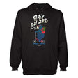 StonerDays Bear On A Bike Hoodie, black cotton sweatshirt with graphic print, front view