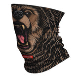 StonerDays Bear Roar Neck Gaiter featuring a fierce bear design, made from stretchy polyester