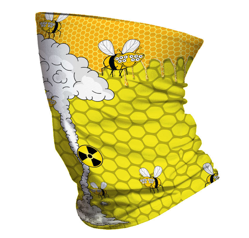 StonerDays Bees Wax Neck Gaiter with vibrant bee and honeycomb design, one size fits all
