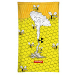 StonerDays Bees Wax Neck Gaiter featuring a honeycomb pattern and playful graphics, front view