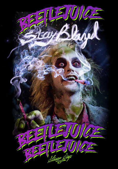 StonerDays Beetlejuice Women's Racerback Tank Top with vibrant graphic design, front view