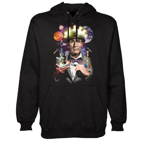 StonerDays Bill Nye The Dabbing Guy Hoodie featuring cosmic design, front view on white background