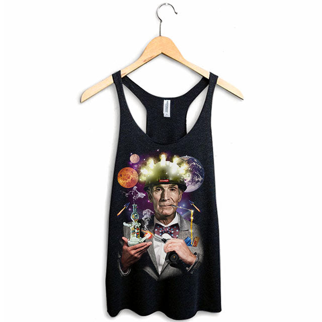 StonerDays Bill Nye The Dabbing Guy Racerback Tank Top in Black, Sizes S-XL