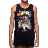 StonerDays Bill Nye The Dabbing Guy Tank top in black, front view on male model, sizes S-XXXL