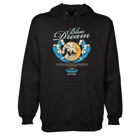 StonerDays Blue Dream Hoodie in black with vibrant front graphic design, made of cotton for men