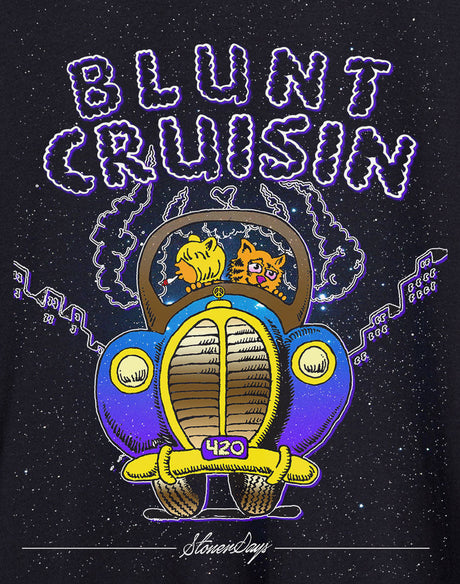 StonerDays Blunt Cruisin Crop Top Hoodie with colorful graphic on black background