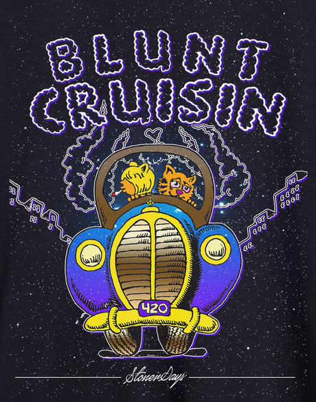 StonerDays Blunt Cruisin Racerback tank top with cosmic design on black background