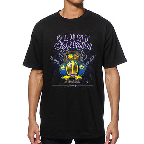 StonerDays Blunt Cruisin Tee in black, unisex cotton shirt with vibrant front print, sizes S-3XL
