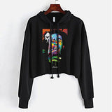 StonerDays Bob Pop Art Crop Top Hoodie in Rasta colors, front view on white hanger