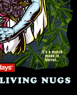 StonerDays Bride Of The Living Nugs t-shirt with vibrant cannabis and horror design