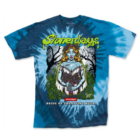 StonerDays Bride Of The Living Nugs T-Shirt in Blue Tie Dye, Front View