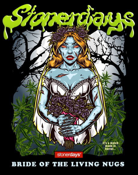StonerDays Bride Of The Living Nugs Crop Top Hoodie with vibrant graphic front view