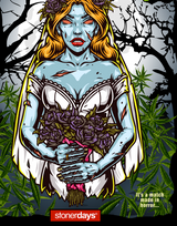 StonerDays Bride Of The Living Nugs Crop Top Hoodie featuring zombie bride graphic