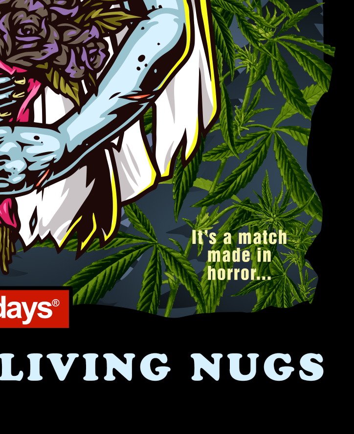 StonerDays Bride Of The Living Nugs Crop Top Hoodie with Cannabis Leaf Design