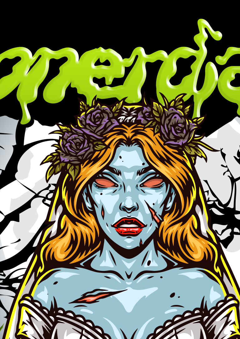 StonerDays Bride Of The Living Nugs Long Sleeve design close-up with vibrant graphics